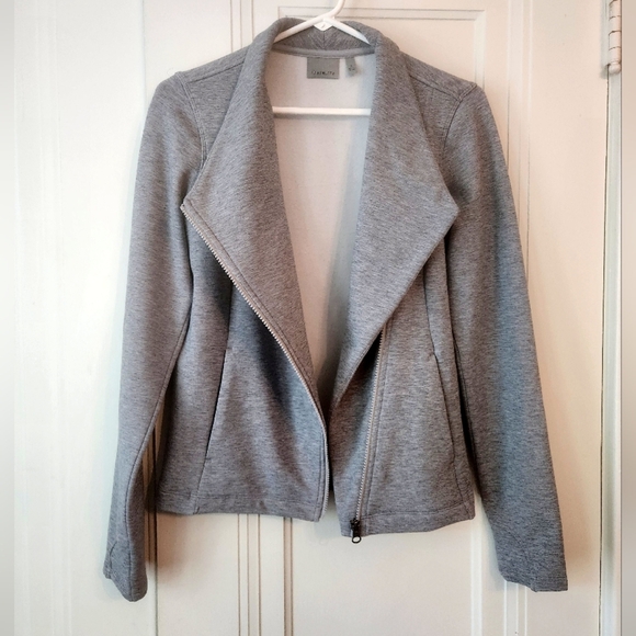 ATHLETA SOFTTECH MOTO JACKET WOOL BLEND women's Small Front Zip Sweater Sz Small - Picture 1 of 11